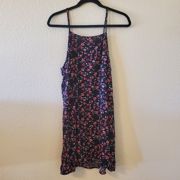 MakeMeChic Women's Floral Crochet Mini Dress - Shirred Spaghetti Strap A-Line Cami Dress For Summer - View #14